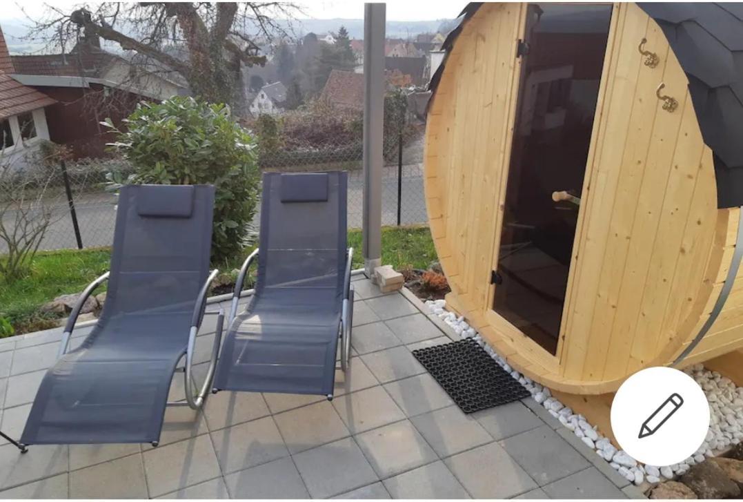 Ferienloft Ottos Werkstatt Mit Saunafass Dannenfels Exterior photo